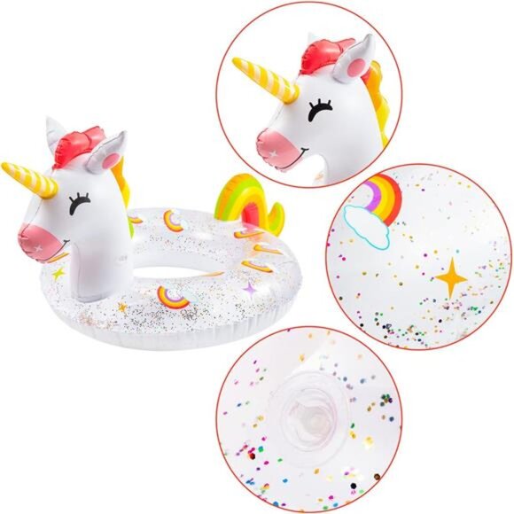 Unicorn Inflatable Pool Float with Glitters Inflation Swimming Ring Pool‎ - Picture 3 of 7